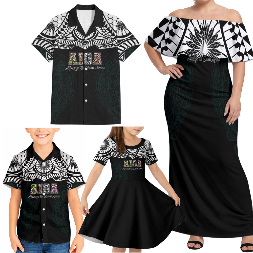 AIGA Always In Gods Arms Samoa Family Matching Off Shoulder Maxi Dress and Hawaiian Shirt Polynesian Tribal Tattoo Art Family Heritage Faith TS04 - Polynesian Pride