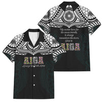 AIGA Always In Gods Arms Samoa Family Matching Off Shoulder Short Dress and Hawaiian Shirt Polynesian Tribal Tattoo Art Family Heritage Faith TS04 Dad's Shirt - Short Sleeve Black White - Polynesian Pride