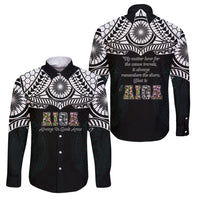AIGA Always In Gods Arms Samoa Family Matching Off Shoulder Short Dress and Hawaiian Shirt Polynesian Tribal Tattoo Art Family Heritage Faith TS04 Dad's Shirt - Long Sleeve Black White - Polynesian Pride