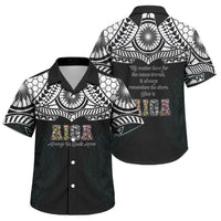 AIGA Always In Gods Arms Samoa Family Matching Off Shoulder Short Dress and Hawaiian Shirt Polynesian Tribal Tattoo Art Family Heritage Faith TS04 Son's Shirt Black White - Polynesian Pride
