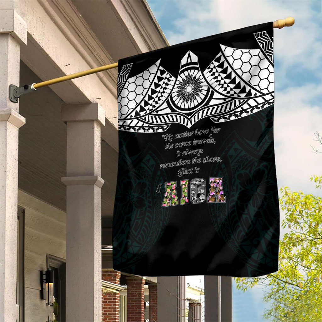 AIGA Always In Gods Arms Samoa Garden Flag Polynesian Tribal Tattoo Art Family Heritage Faith TS04 House Flag Black White - Polynesian Pride