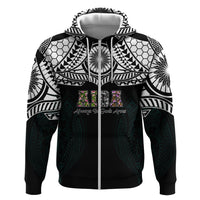 AIGA Always In Gods Arms Samoa Hoodie Polynesian Tribal Tattoo Art Family Heritage Faith TS04 Zip Hoodie Black White - Polynesian Pride