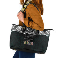 AIGA Always In Gods Arms Samoa Leather Tote Bag Polynesian Tribal Tattoo Art Family Heritage Faith TS04 Black White - Polynesian Pride