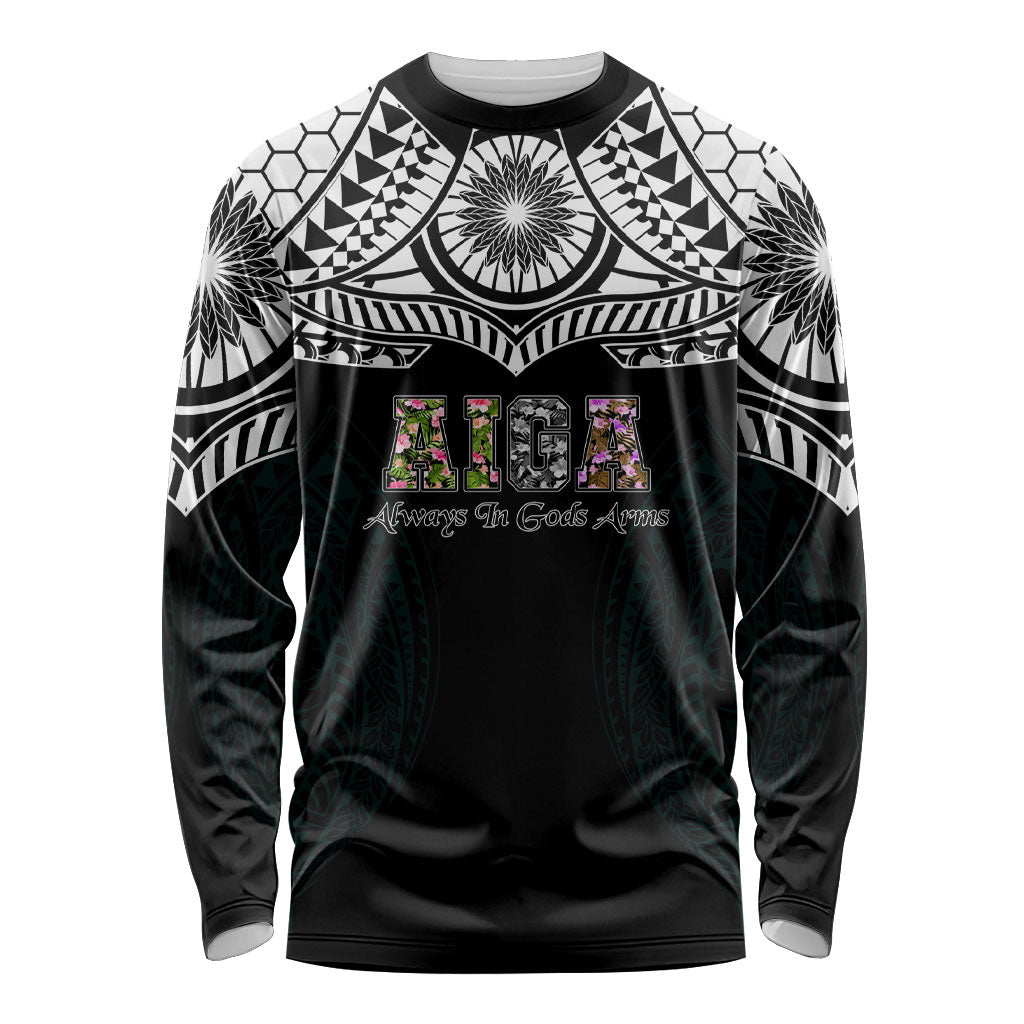 AIGA Always In Gods Arms Samoa Long Sleeve Shirt Polynesian Tribal Tattoo Art Family Heritage Faith TS04 Unisex Black White - Polynesian Pride