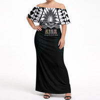 AIGA Always In Gods Arms Samoa Off Shoulder Maxi Dress Polynesian Tribal Tattoo Art Family Heritage Faith TS04 Women Black White - Polynesian Pride