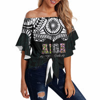 AIGA Always In Gods Arms Samoa Off Shoulder Wrap Waist Top Polynesian Tribal Tattoo Art Family Heritage Faith TS04 Black White - Polynesian Pride