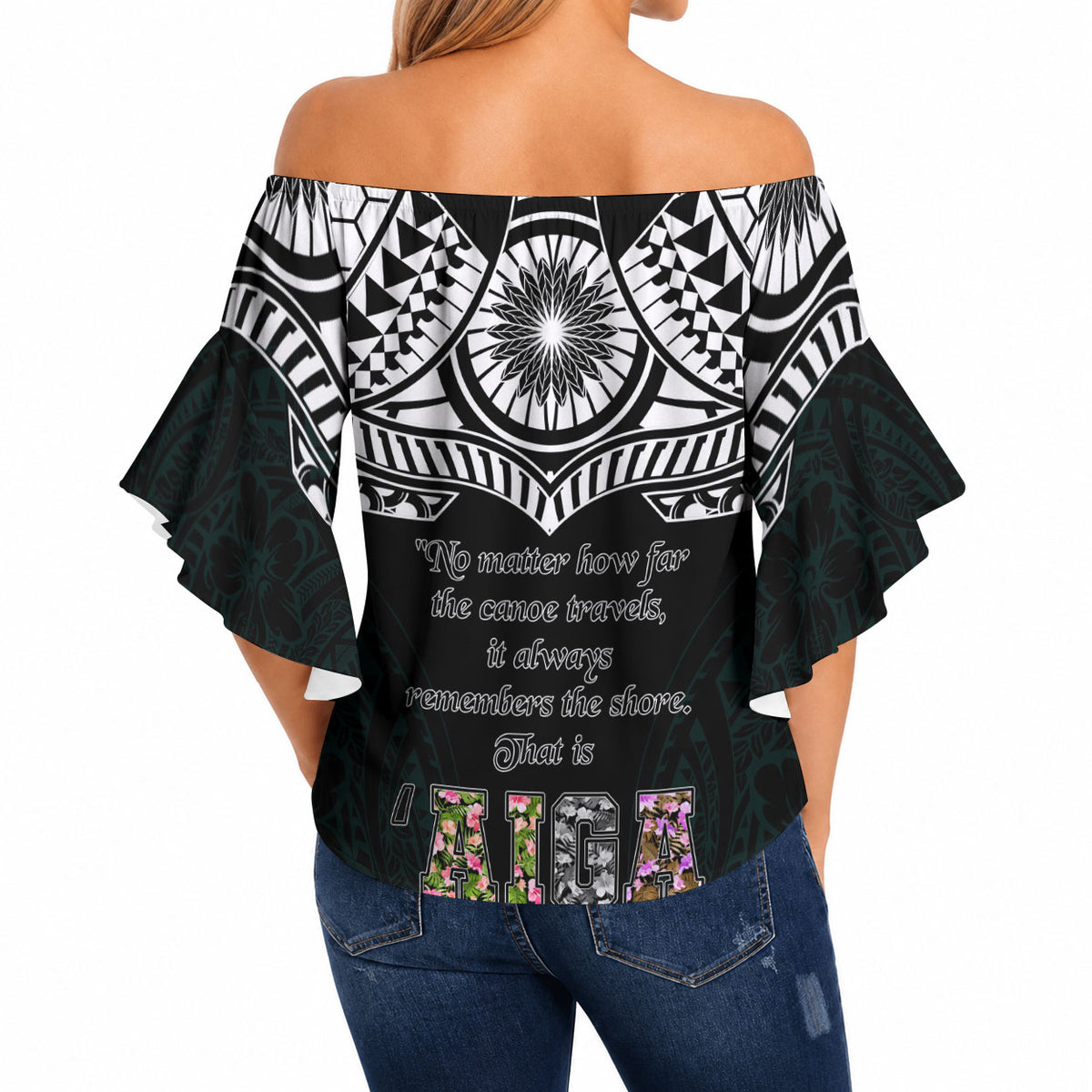 AIGA Always In Gods Arms Samoa Off Shoulder Wrap Waist Top Polynesian Tribal Tattoo Art Family Heritage Faith TS04 - Polynesian Pride