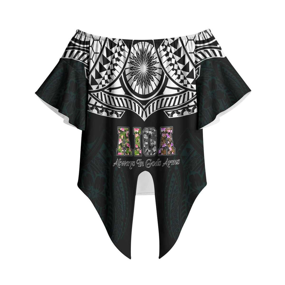 AIGA Always In Gods Arms Samoa Off Shoulder Wrap Waist Top Polynesian Tribal Tattoo Art Family Heritage Faith TS04 - Polynesian Pride