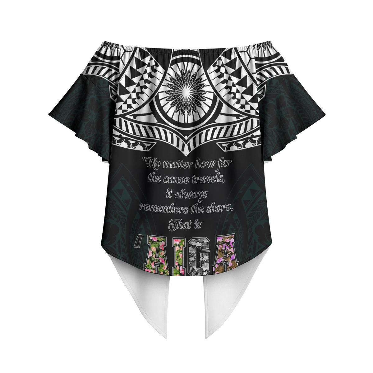 AIGA Always In Gods Arms Samoa Off Shoulder Wrap Waist Top Polynesian Tribal Tattoo Art Family Heritage Faith TS04 - Polynesian Pride