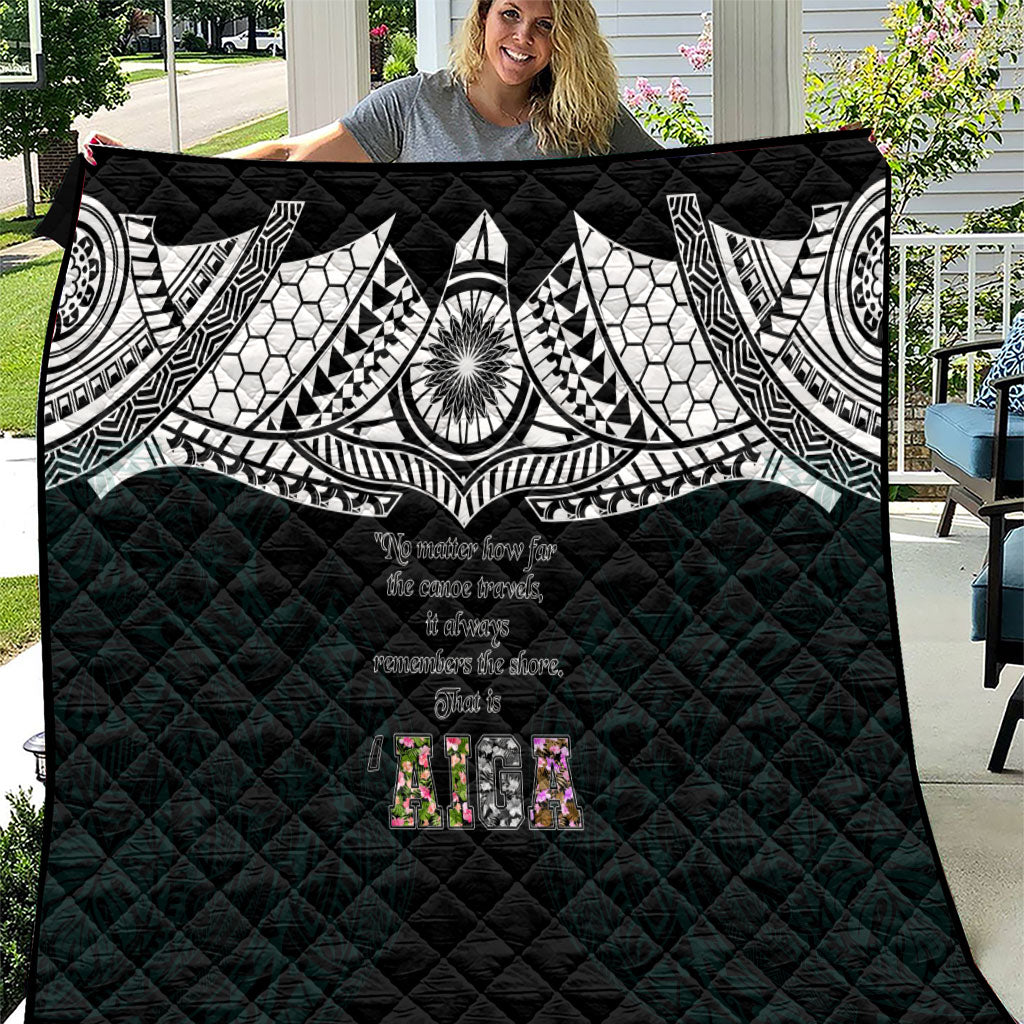 AIGA Always In Gods Arms Samoa Quilt Polynesian Tribal Tattoo Art Family Heritage Faith TS04 Black White - Polynesian Pride
