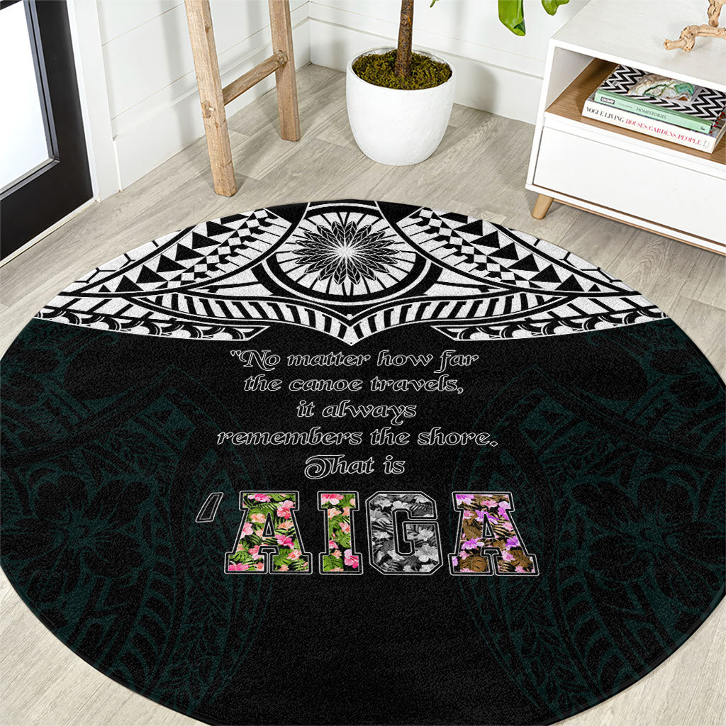 AIGA Always In Gods Arms Samoa Round Carpet Polynesian Tribal Tattoo Art Family Heritage Faith