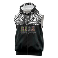 AIGA Always In Gods Arms Samoa Sleeveless Zip Hoodie Polynesian Tribal Tattoo Art Family Heritage Faith TS04 Black White - Polynesian Pride