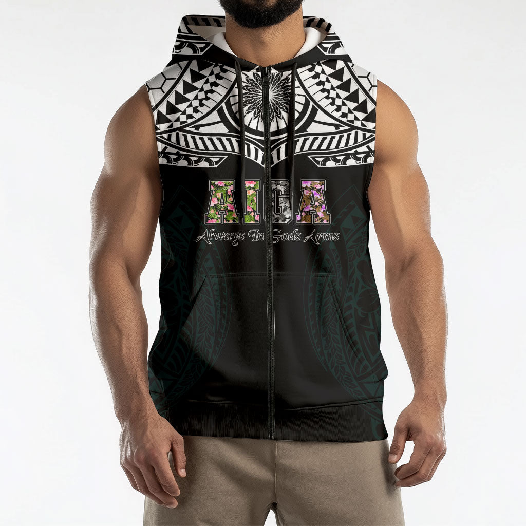 AIGA Always In Gods Arms Samoa Sleeveless Zip Hoodie Polynesian Tribal Tattoo Art Family Heritage Faith TS04 - Polynesian Pride