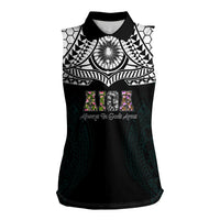 AIGA Always In Gods Arms Samoa Women Sleeveless Polo Shirt Polynesian Tribal Tattoo Art Family Heritage Faith TS04 Female Black White - Polynesian Pride