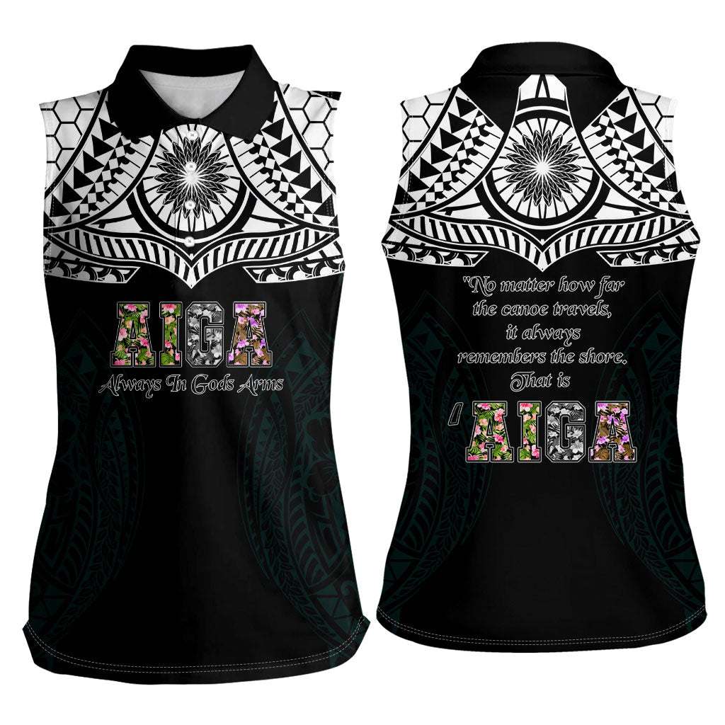 AIGA Always In Gods Arms Samoa Women Sleeveless Polo Shirt Polynesian Tribal Tattoo Art Family Heritage Faith TS04 - Polynesian Pride