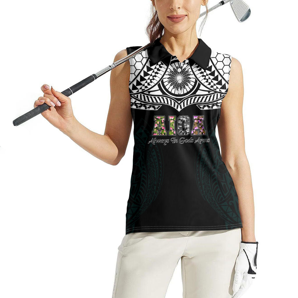 AIGA Always In Gods Arms Samoa Women Sleeveless Polo Shirt Polynesian Tribal Tattoo Art Family Heritage Faith TS04 - Polynesian Pride