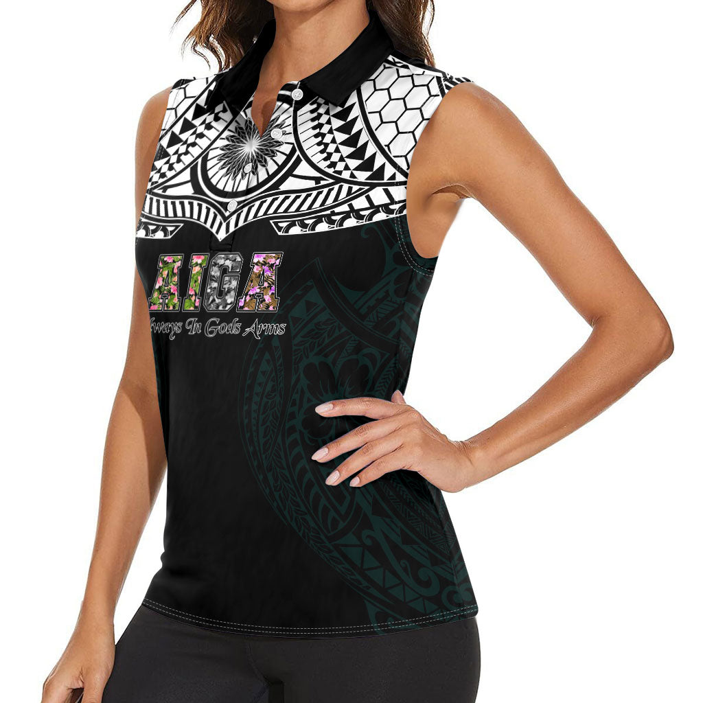 AIGA Always In Gods Arms Samoa Women Sleeveless Polo Shirt Polynesian Tribal Tattoo Art Family Heritage Faith TS04 - Polynesian Pride