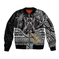 Polynesian Pitbull Sleeve Zip Bomber Jacket Polynesian Pattern And Pitbull TS04 Unisex Black - Polynesian Pride