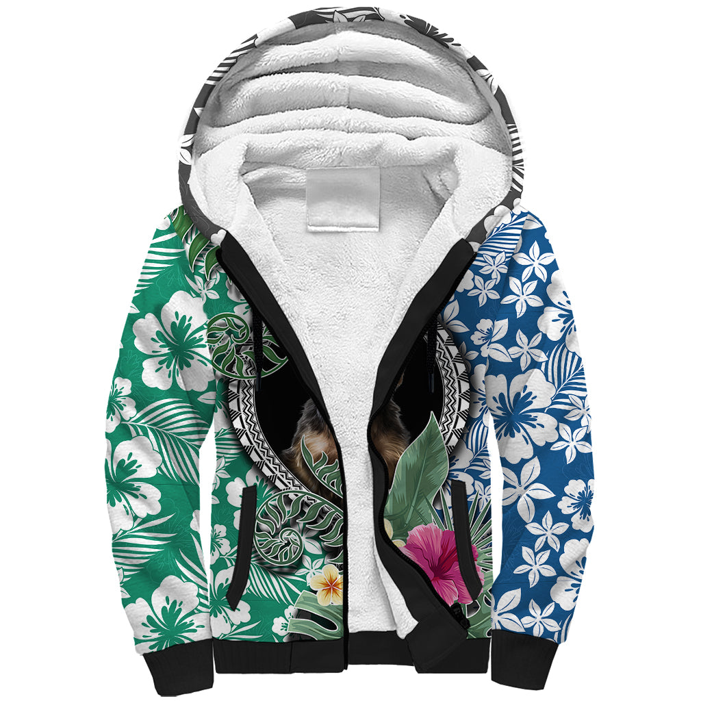 Polynesian Yorkshire Terrier Sherpa Hoodie Polynesian Pattern And Yorkshire Terrier TS04 Unisex Multicolor - Polynesian Pride