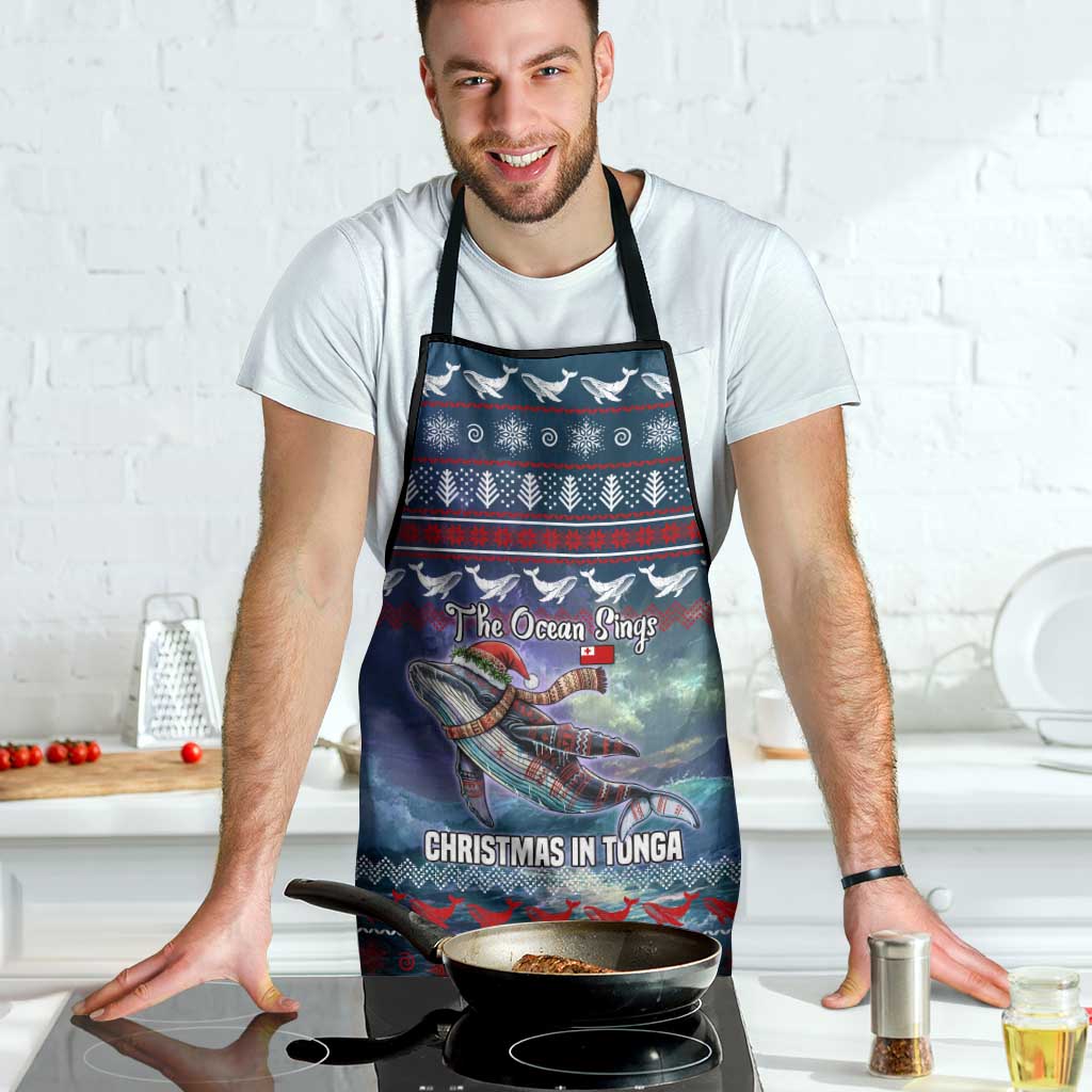 Tonga Christmas Apron with Singing Whale Ocean Scene National Coat of Arms TS04 - Polynesian Pride