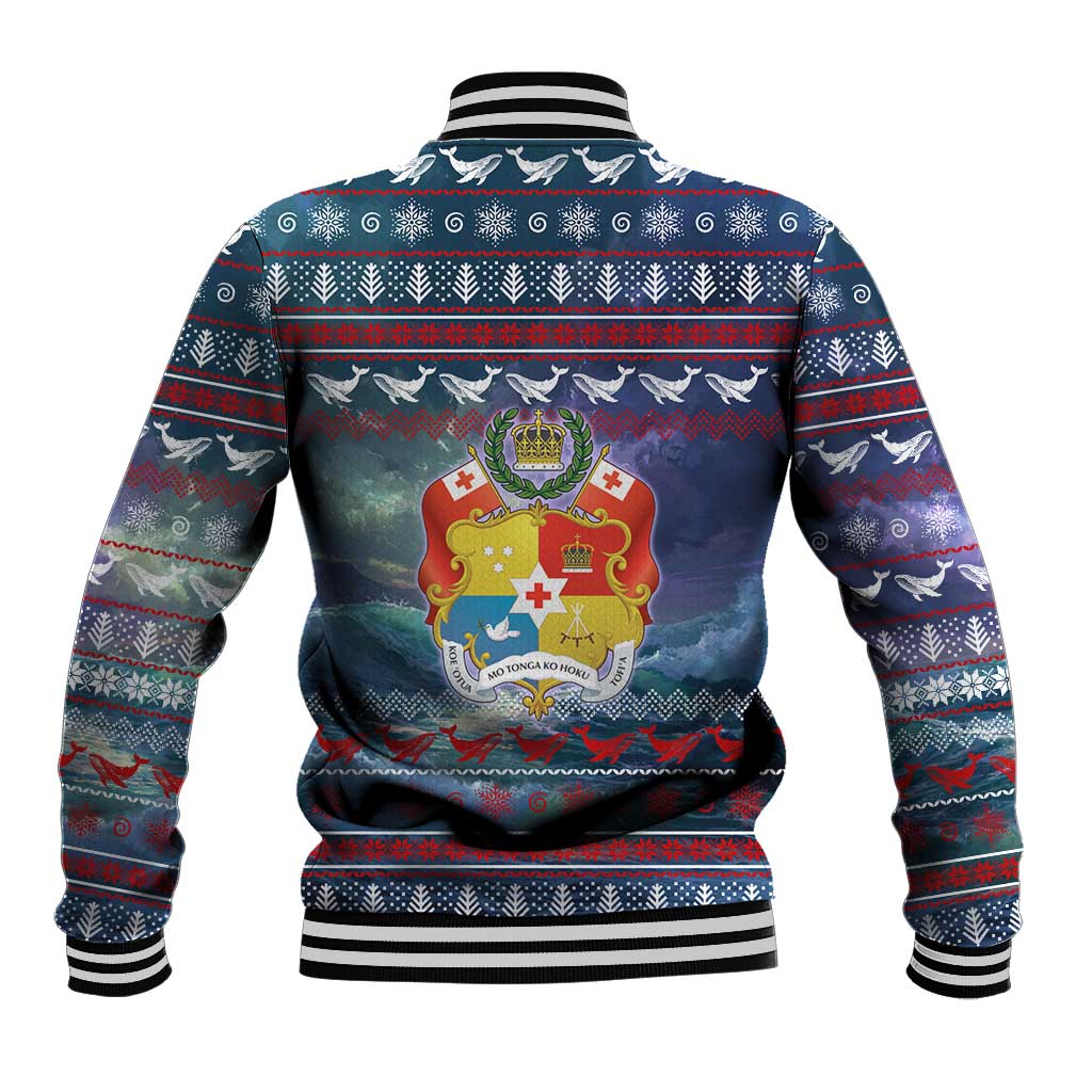 Tonga Christmas Baseball Jacket with Singing Whale Ocean Scene National Coat of Arms TS04 - Polynesian Pride