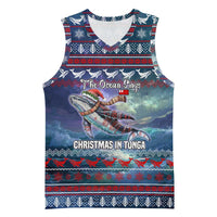 Tonga Christmas Basketball Jersey with Singing Whale Ocean Scene National Coat of Arms TS04 Unisex Multicolor - Polynesian Pride