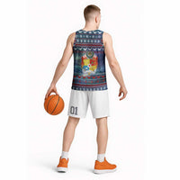 Tonga Christmas Basketball Jersey with Singing Whale Ocean Scene National Coat of Arms TS04 - Polynesian Pride