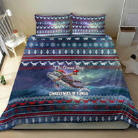 Tonga Christmas Bedding Set with Singing Whale Ocean Scene National Coat of Arms - Polynesian Pride