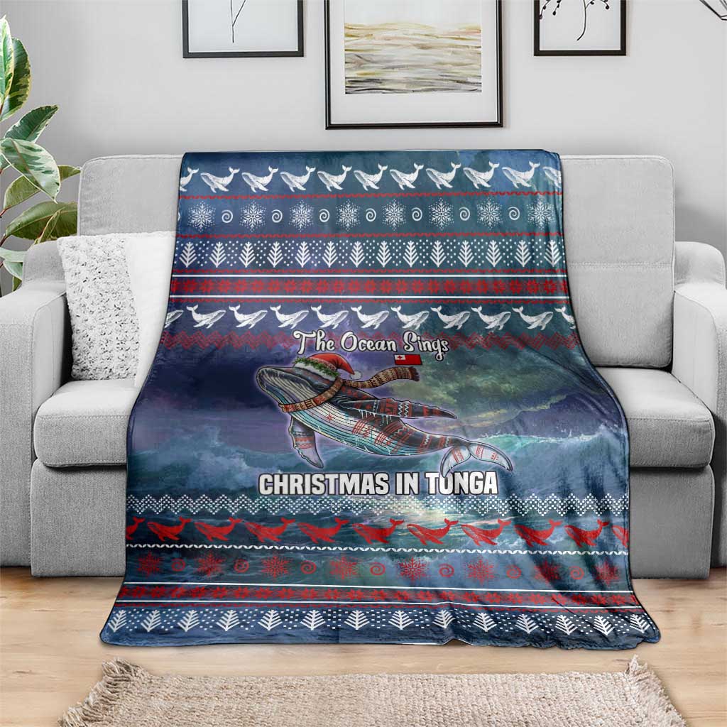 Tonga Christmas Blanket with Singing Whale Ocean Scene National Coat of Arms - Polynesian Pride