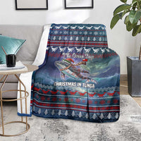 Tonga Christmas Blanket with Singing Whale Ocean Scene National Coat of Arms - Polynesian Pride