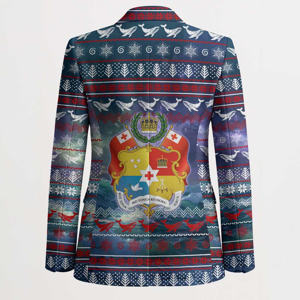 Tonga Christmas Blazer with Singing Whale Ocean Scene National Coat of Arms - Polynesian Pride