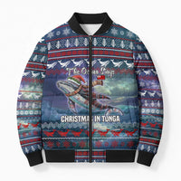 Tonga Christmas Bomber Puffer Jacket with Singing Whale Ocean Scene National Coat of Arms TS04 Unisex Multicolor - Polynesian Pride