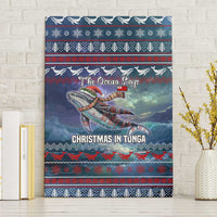 Tonga Christmas Canvas Wall Art with Singing Whale Ocean Scene National Coat of Arms - Polynesian Pride