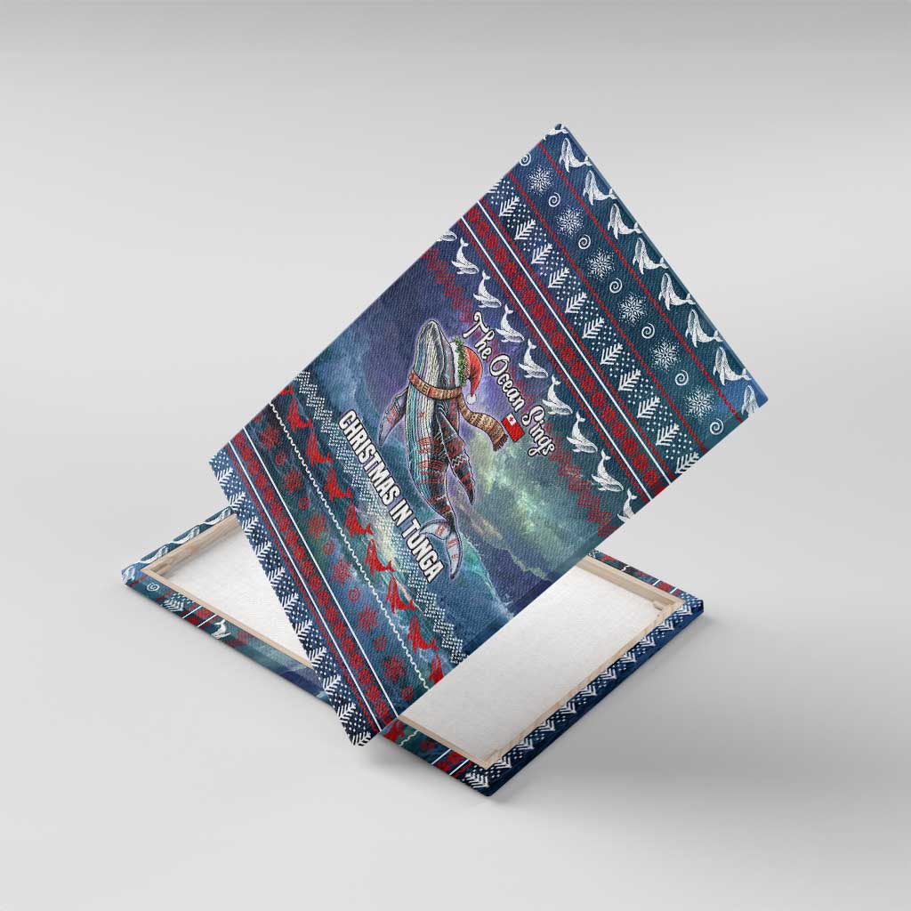 Tonga Christmas Canvas Wall Art with Singing Whale Ocean Scene National Coat of Arms - Polynesian Pride