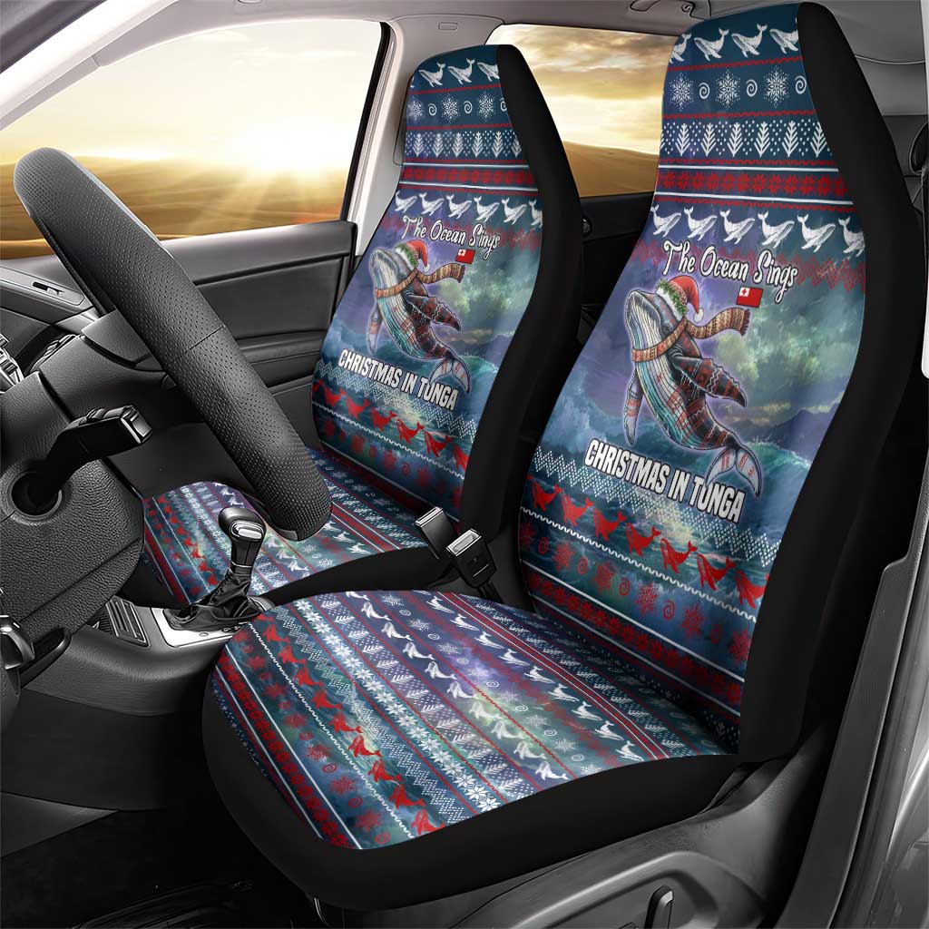 Tonga Christmas Car Seat Cover with Singing Whale Ocean Scene National Coat of Arms TS04 - Polynesian Pride