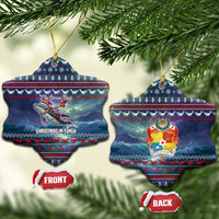 Tonga Christmas Ceramic Ornament with Singing Whale Ocean Scene National Coat of Arms - Polynesian Pride