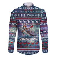 Tonga Christmas Family Matching Off The Shoulder Long Sleeve Dress and Hawaiian Shirt with Singing Whale Ocean Scene National Coat of Arms - Polynesian Pride