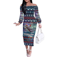 Tonga Christmas Family Matching Off The Shoulder Long Sleeve Dress and Hawaiian Shirt with Singing Whale Ocean Scene National Coat of Arms - Polynesian Pride