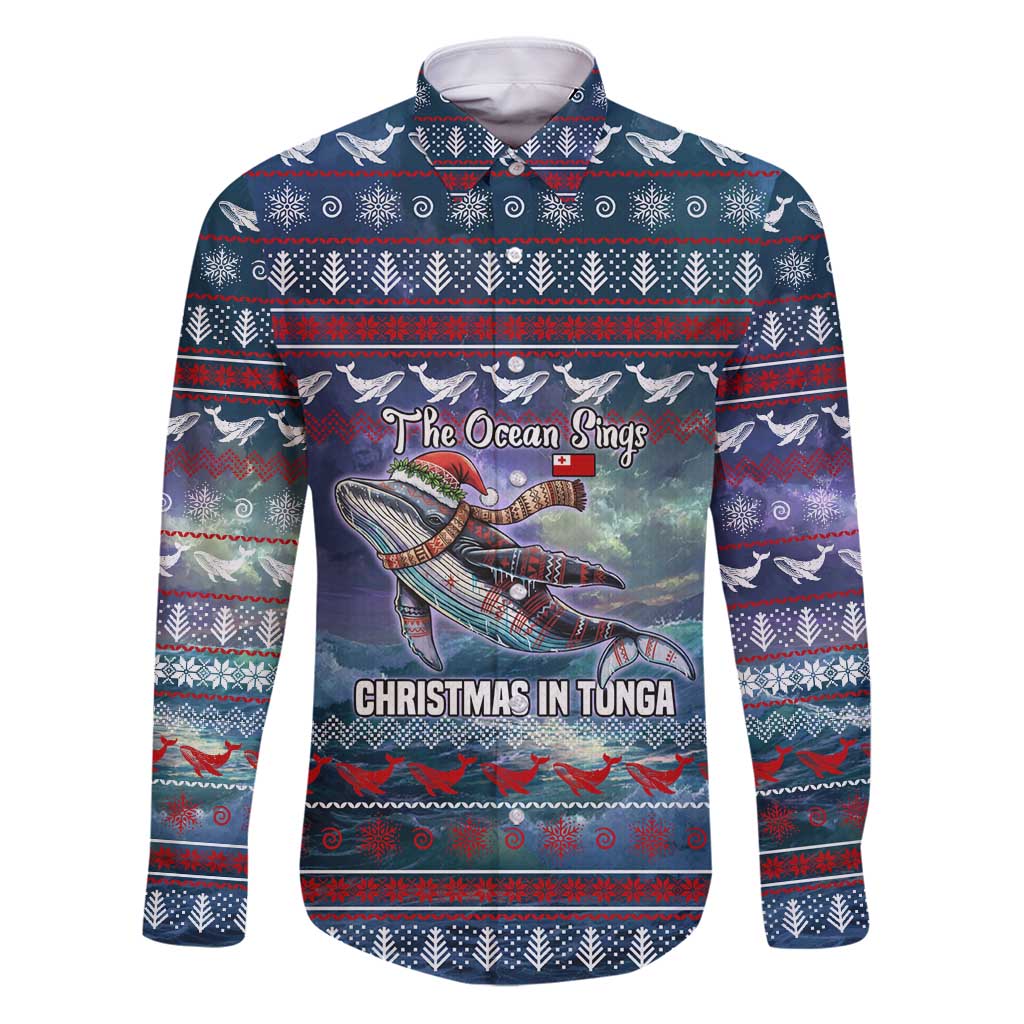 Tonga Christmas Family Matching Puletasi and Hawaiian Shirt with Singing Whale Ocean Scene National Coat of Arms - Polynesian Pride