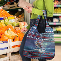 Tonga Christmas Grocery Bag with Singing Whale Ocean Scene National Coat of Arms TS04 - Polynesian Pride