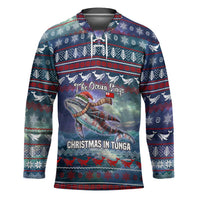 Tonga Christmas Hockey Jersey with Singing Whale Ocean Scene National Coat of Arms - Polynesian Pride