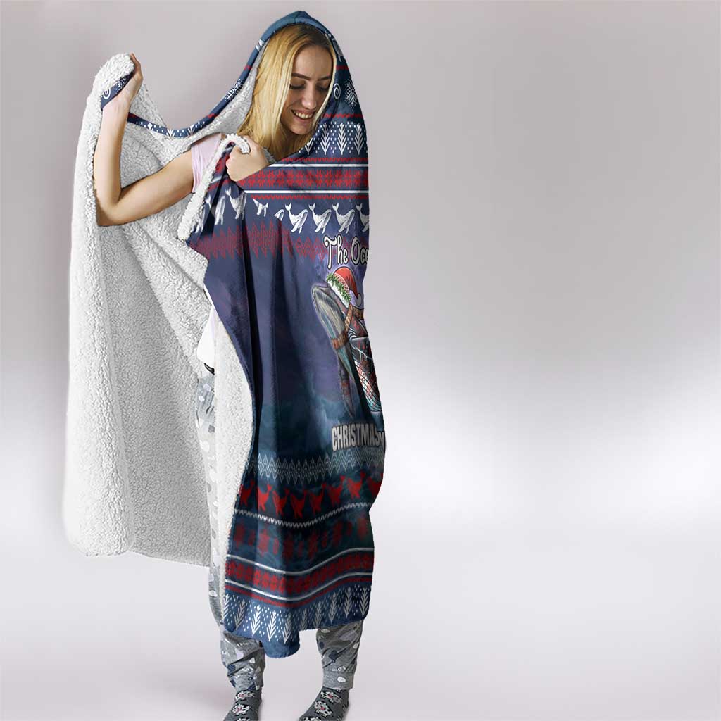 Tonga Christmas Hooded Blanket with Singing Whale Ocean Scene National Coat of Arms TS04 - Polynesian Pride