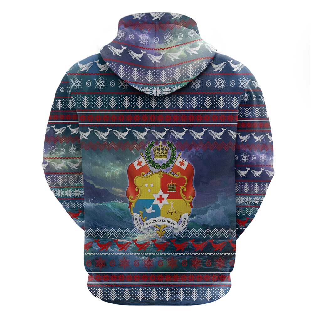 Tonga Christmas Hoodie with Singing Whale Ocean Scene National Coat of Arms TS04 - Polynesian Pride
