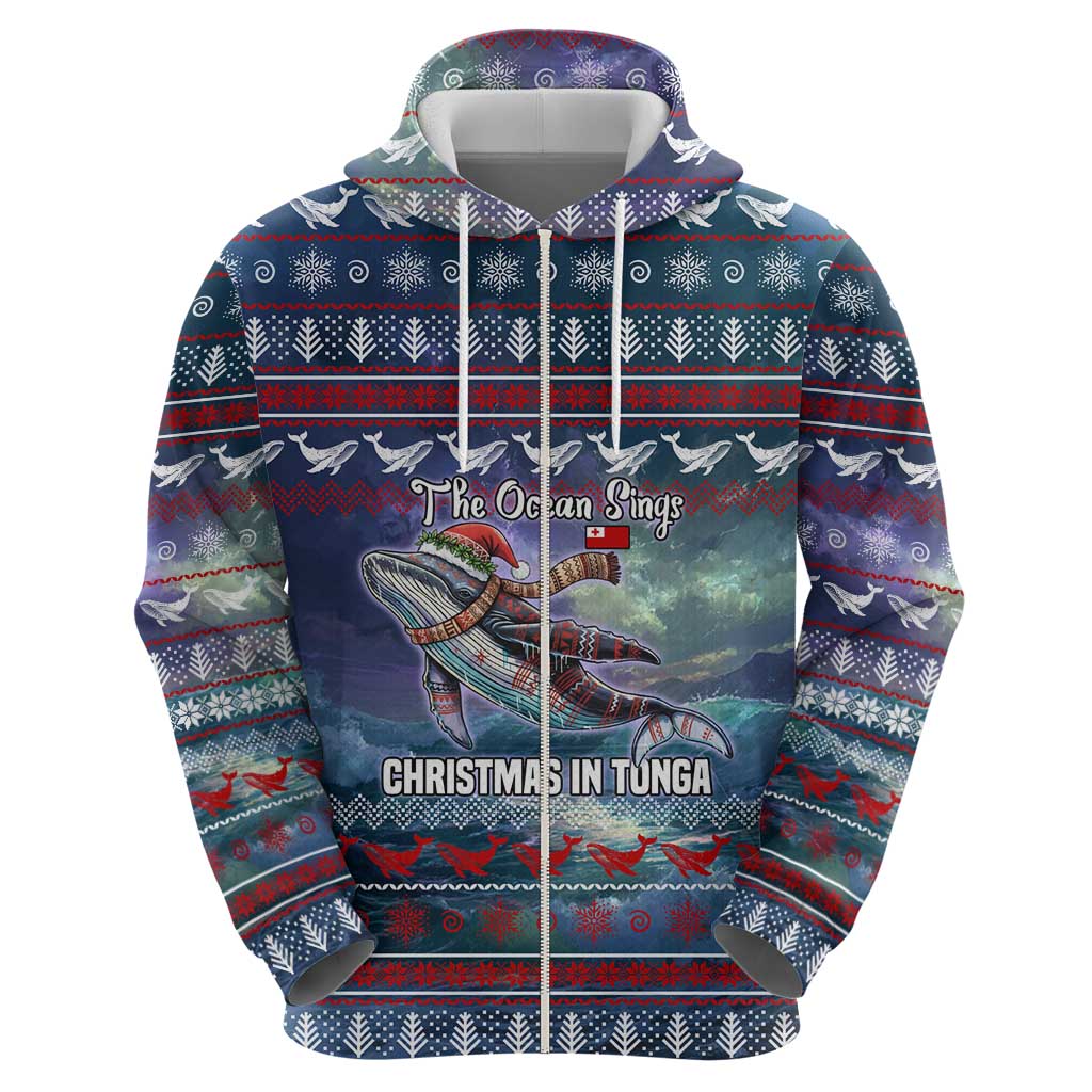 Tonga Christmas Hoodie with Singing Whale Ocean Scene National Coat of Arms TS04 - Polynesian Pride