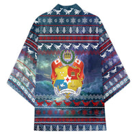 Tonga Christmas Kimono with Singing Whale Ocean Scene National Coat of Arms - Polynesian Pride