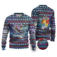 Tonga Christmas Ugly Christmas Sweater with Singing Whale Ocean Scene National Coat of Arms - Polynesian Pride