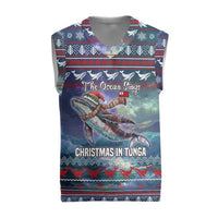 Tonga Christmas Knitted V-Neck Vest with Singing Whale Ocean Scene National Coat of Arms TS04 Multicolor - Polynesian Pride