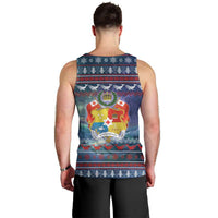 Tonga Christmas Men Tank Top with Singing Whale Ocean Scene National Coat of Arms - Polynesian Pride