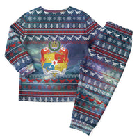 Tonga Christmas Pajama Set with Singing Whale Ocean Scene National Coat of Arms TS04 - Polynesian Pride