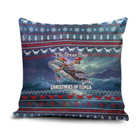Tonga Christmas Pillow Cover with Singing Whale Ocean Scene National Coat of Arms - Polynesian Pride